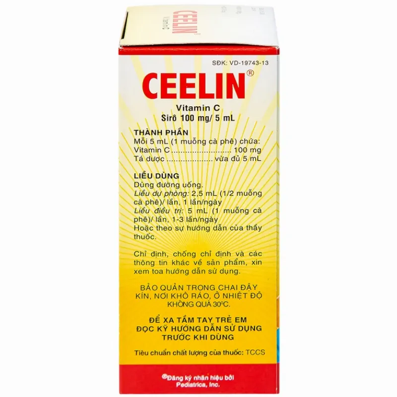 Siro Ceelin United bổ sung vitamin C, tăng cường sức đề kháng (120ml)