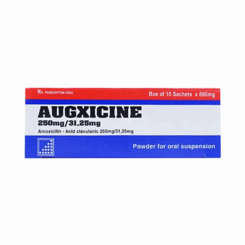 Thuốc Augxicine 250mg/31.25mg Vidipha điều trị viêm amidan, viêm xoang (10 gói x 0.8g)