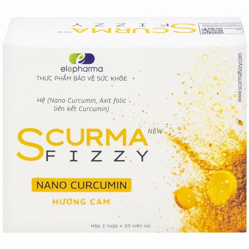 Viên sủi Scurma Fizzy Nano Curcumin hỗ trợ giảm các triệu chứng trào ngược dạ dày thực quản (2 tuýt x 10 viên)