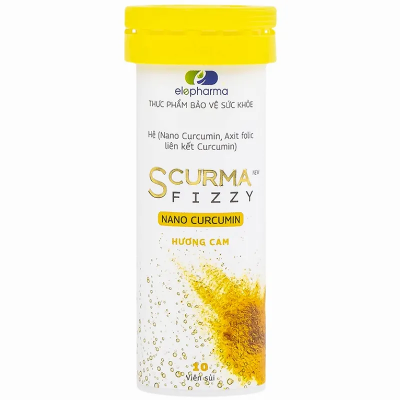 Viên sủi Scurma Fizzy Nano Curcumin hỗ trợ giảm các triệu chứng trào ngược dạ dày thực quản (2 tuýt x 10 viên)