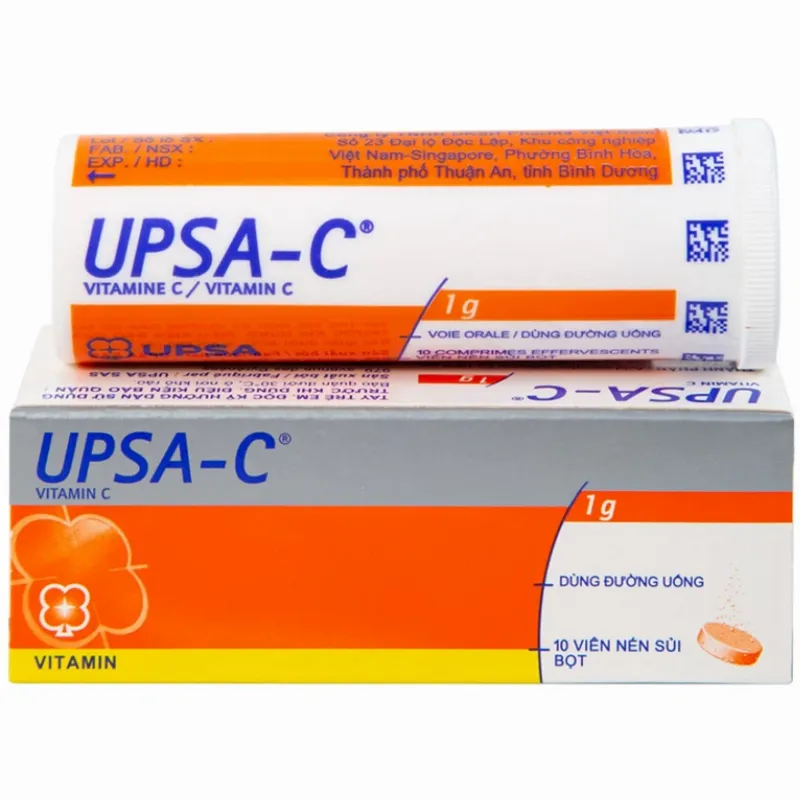 Viên sủi UPSA-C UPSA SAS hỗ trợ điều trị tình trạng thiếu hụt vitamin C (10 viên)